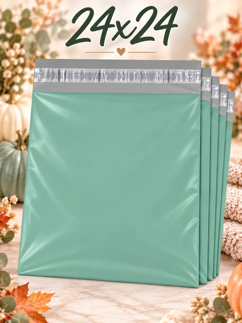 10- 24x24 Jade Green Poly Mailers NWT